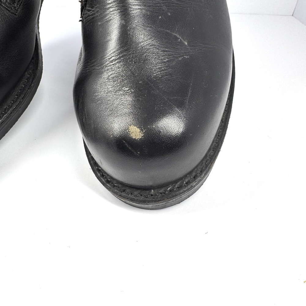 Biltrite Vintage Black‎ Leather Lace Up Combat Boots Side Zip Steel Toe 9E - Picture 7 of 12